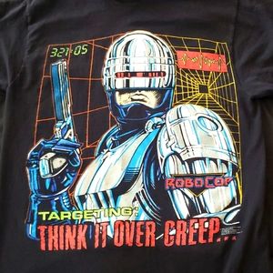 Vintage 1990 Robocop "Think It Over Creep" black tshirt. Size M.
